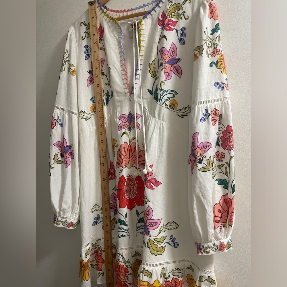 FARM Rio Cream Long-Sleeve Floral Embroidered Mini Dress - Picture 9 of 15
